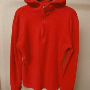 Cuddle Duds - long sleeved, 3-quarter zip fleece hoodie, orange, size Large